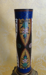 Pair of Antique Japanese Cloisonne Columns W/ Gilt Bases & Onyx Top Meiji c.1900