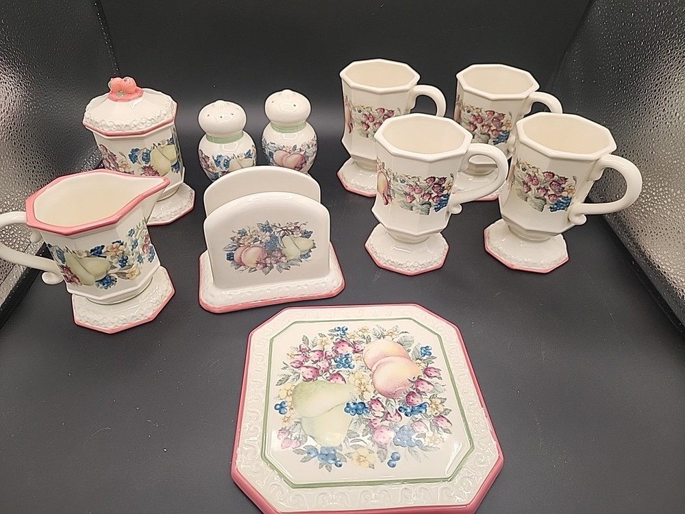Vtg 11 Pc Set AVON SWEET COUNTRY Harvest Ceramic Tableware 1990s Excellent Cond