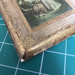 VTG Gold Gilt Italian Florentine Tole Wood Wall Picture Plaque 5 1/2” X 4 1/2”