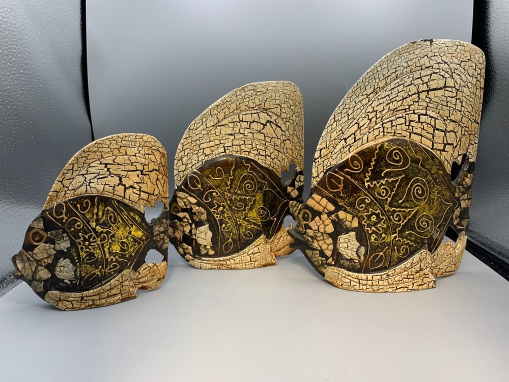 Set 3 free standing fish decor pieces – unbranded made in Indonesia