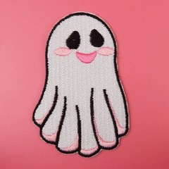 Cute Ghost Iron On Patch Goth Halloween Kawaii Transfer Applique Badge