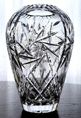 GORGEOUS VINTAGE 1950’s VAL St. LAMBERT CLEAR CUT HOBSTAR HEAVY CRYSTAL VASE