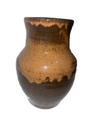 Vintage Studio Pottery 8 Inch Brown Drip Glaze Vase Signed Artist Miller