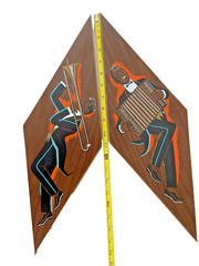 2 Vintage Mid Century TruArt Musicians Diamond Shaped Wall Art Decor Pair 21×7″