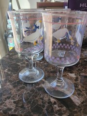AUNT RHODY GOOSE STEM GLASSES 10 oz. VINTAGE Set of 5 EXCELLENT CONDITION