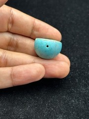 Ancient Near Eastern Sassanid Sasanian Turquoise Intaglio Seal Stamp Dome Bead
