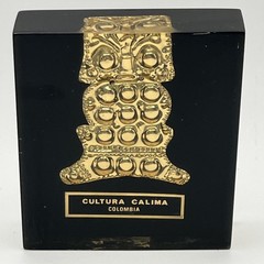 Vtg Pre-Columbian Calima Gold Figurine Replica Colombia Art Shaman Owl Signed