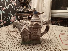Vintage 1990’s Ceramic Cottage Teapots NOS Decorative Knick Knack