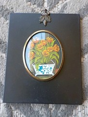 Brookpace Fine Art London Floral Oval Hanging Wall Plaque Wood Black/Multicolor