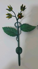 Vintage Italian Tole Toleware Flower Wall Hooks Mid Century