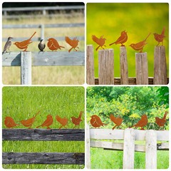 5pcs Cut Metal Rusty Bird Decor Yard Garden Rusty Bird Art Statue