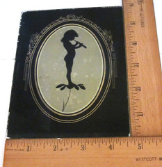 Silhouette on Glass 4 5/8″ x 5 3/4″ Nymph Playing a Flute Unframed