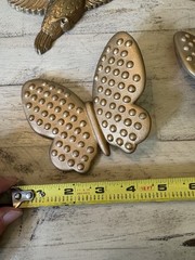 Vintage Burwood Butterfly & Unbranded Hummingbird Wall Plaques Gold Tone