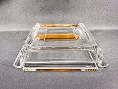 Vintage Art Deco Hinged Clear Glass Jewelry Casket / Trinket Box 1930s–40s READ