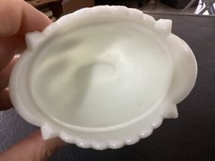 Small White Oval Glass Unbranded Dish with Cherry’s and Grapes on it