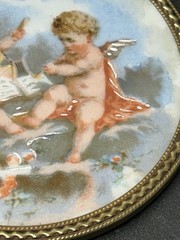 Antique Limoges France Hand Painted Playing Cherubs On Porcelain (LOT OF 2)