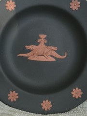 Wedgwood Jasperware Black & Terracotta Egyptian Crocodile Pin Trinket Dish RARE
