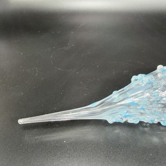 Hand Blown Studio Art Glass Ornament Hanging Decor Textured Blue Fritz Glass VTG