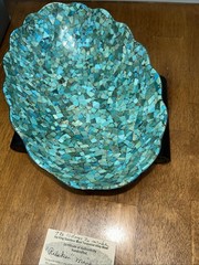 Jay King Green/blue Turquoise Mosaic Scalloped Stainless Edge Bowl