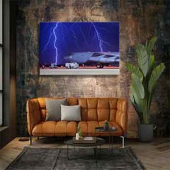 Airplane, Lightning Art Mural Poster, Wooden Frame Ready To Hang, MLR291772