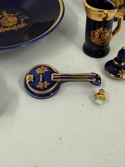 Vintage 14 Piece Lot – MINI Limoges Castel France Cobalt Blue 22 Karat Gold Trim