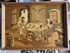 Buchschmid & Gretaux German Wood Inlay Tavern Wall Hanging- 20″ X 14.5″