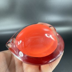 Hand Blown Red Heart Glass Paperweight Figurine Cased Heavy Glass Figure VTG