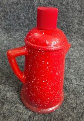 Avon Country Style Coffee Pot Lotion Dispenser Red Speckled Design 10oz Box Vtg