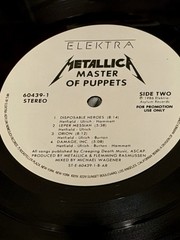 METALLICA – MASTER OF PUPPETS – VINYL LP – WITH PROMOTIONAL HYPE STICKER – RARE!