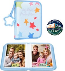 Álbum de fotos para bebés, de tela suave, ideal para baby showers, color azul
