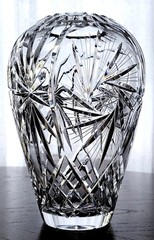 GORGEOUS VINTAGE 1950’s VAL St. LAMBERT CLEAR CUT HOBSTAR HEAVY CRYSTAL VASE