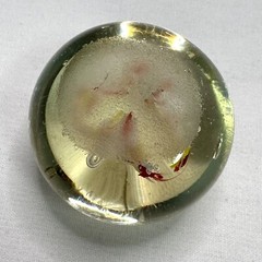 Hand Blown Art Glass Paperweight Orange Yellow White Abstract Art Glass Eye-Like