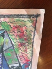 Cubist Original Watercolor Pastels Chalk Painting Signed Picasso Modern Abstract