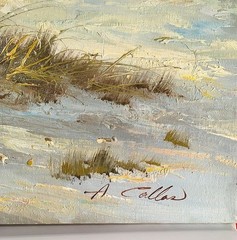 Vintage oil painting. Classic seascape by A. Callas.Carolina dunes. 24″ X 36″.