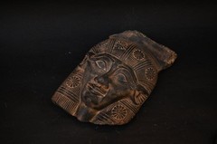Egyptian Hathor Mask Sculpture Ancient Egyptian Face and Solid Stone Mythology