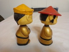 Vintage CDGC Pair of Asian Female Male Mandarin Bobbleheads – Japan