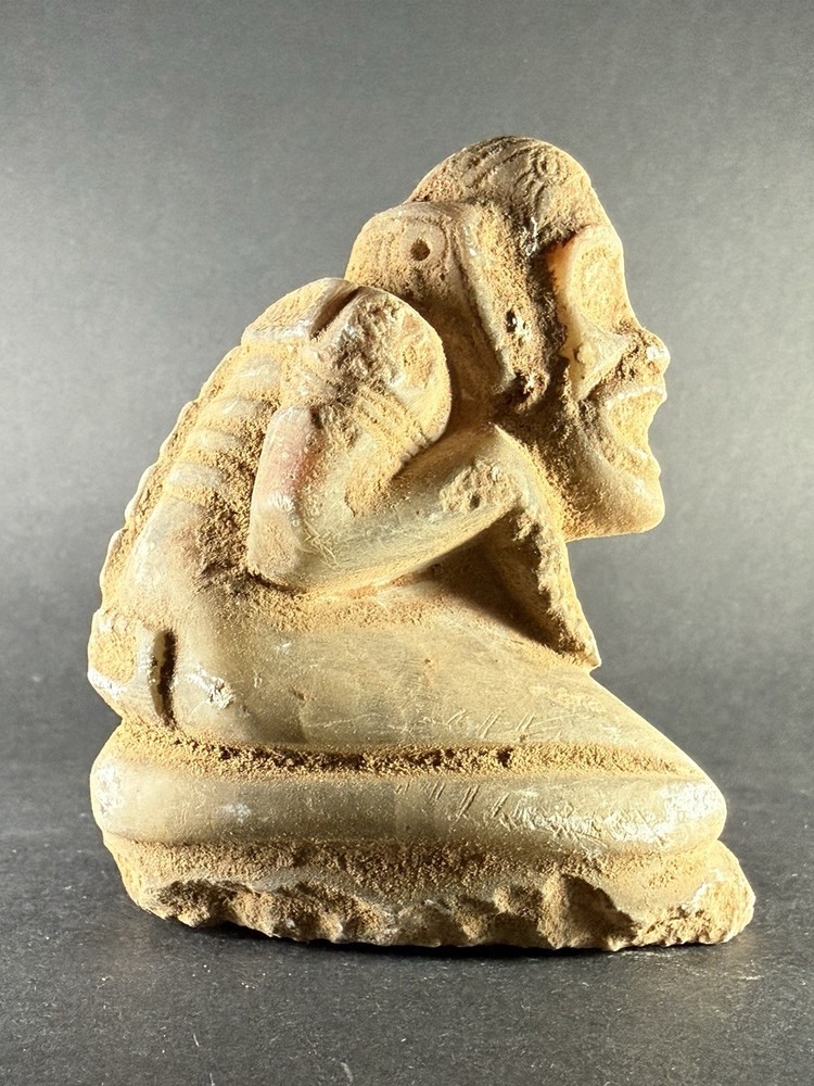 AMAZING ANCIENT PRE COLUMBIAN STONE CARVED TAINO BEHIQUE SEATED CIRCA 900AD