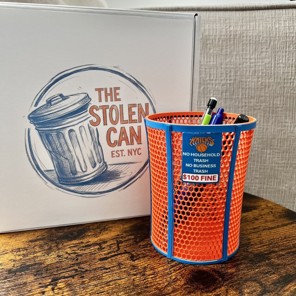 NY Knicks Trash Can Mini Trash Can – Basketball Gift Viral Blue Orange Trash Can