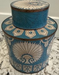 Fabienne Jouvin Paris Cloisonné Enamel Copper Tea Canister Lidded Jar 7” Signed