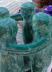 TABLE vtg circle of friends mayan aztec mexican candle garden sculpture western