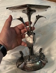 Antique Rogers Smith Co Meriden CT Art Nouveau Victorian Floral Pedestal Server
