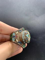 Ancient Old Pure Sliver Antique Painted Beautiful Ring