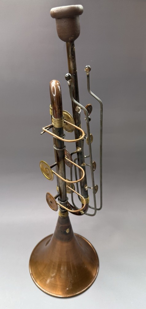 Welded Copper Metal Decorative Trumpet Folk Art 18”