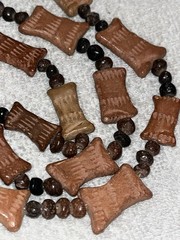 Pre Columbian Pottery Terra Cotta? Carved Bead Necklace Old