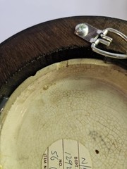 Antique vtg Victorian Framed Wall Hanging English Prattware Pot Lids Couple-READ