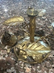 MCM Italian Tole Gilt Florentine Gold Roses Stand Gorgeous Details VTG Regency