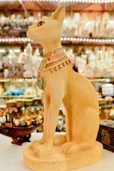 Unique Statue of Bastet Cat Heavy Large Size Handcrafted Painted Made in Egypt