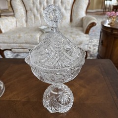 VINTAGE BLEIKRISTALL/HOFBAUER GERMANY LEAD CRYSTAL BYRD’S COLLECTION CANDY DISH