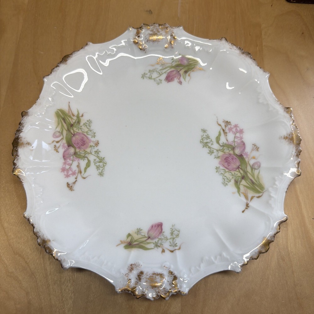 Antique Limoges France PHL 9.25″ Scalloped Edge Plate P.H. Leonard Co. 1890-1914