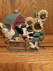 Home Interior Gifts Farm Wall Hanging Sunflowers Cows Chickens Vintage Decor